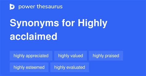 acclaimed synonym|highly acclaimed synonym.